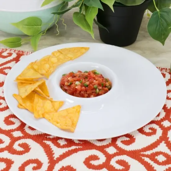 Gibson Home Grayson 12 Piece 12 Inch Round Melamine Chip and Dip Platter Set in White image {3}