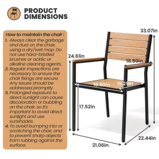 Crestlive Products Outdoor Dining Set Patio Dining Table Wooden-Like Top and Aluminum Frame Umbrella Hole image {2}