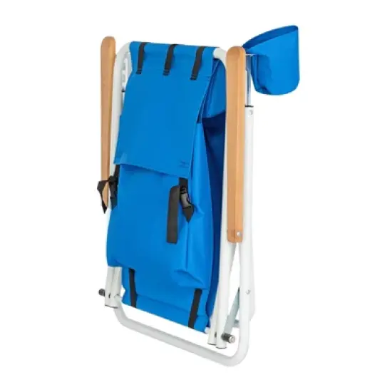 DOMETOUR Portable High Strength Beach Chair with Adjustable Headrest Blue image {10}