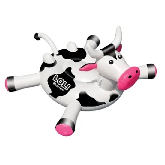 Swimline 54" Inflatable Ride-On Cow Novelty 2-Person Swimming Pool Float - Black/White image {4}