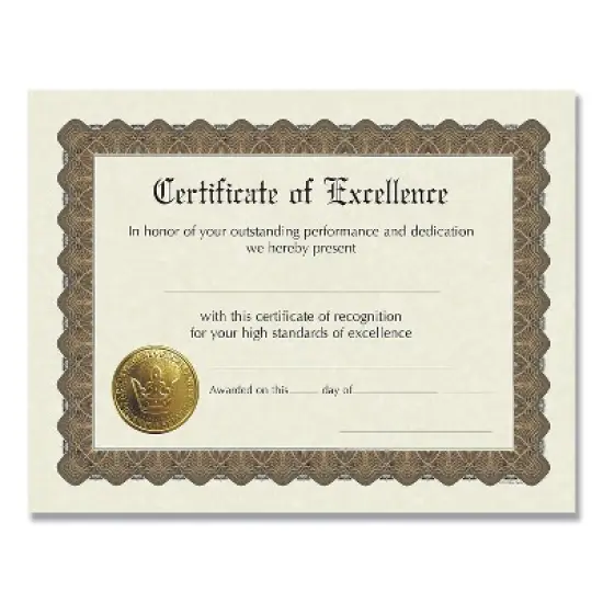 Great Papers! Ready-to-Use Certificates 11 x 8.5 Ivory/Brown Excellence 6/Pack 930600 image {3}