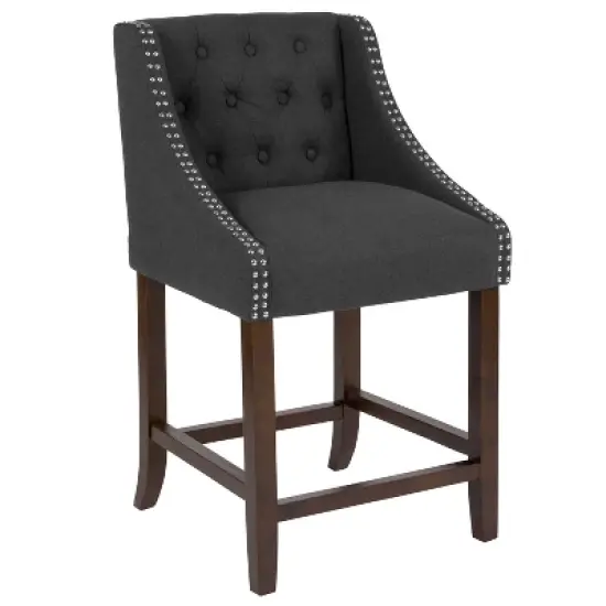 Merrick Lane Upholstered Counter Stool 24" High Transitional Tufted Counter Stool with Accent Nail Trim image {15}