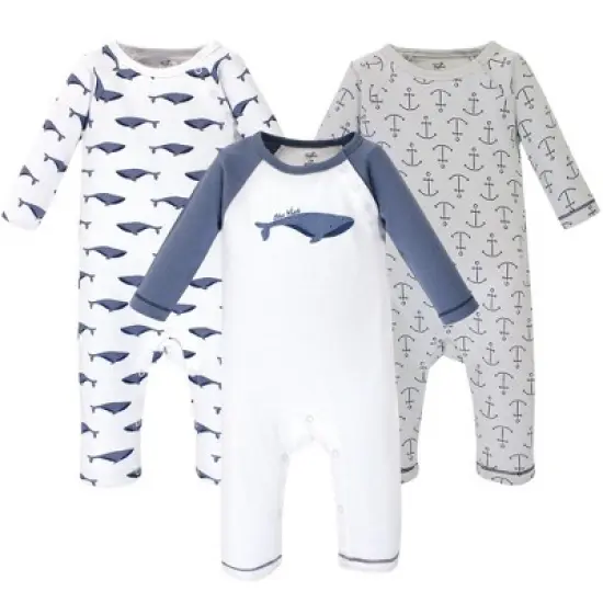 Touched by Nature Baby Organic Cotton Coveralls 3pk, Blue Whale image {4}