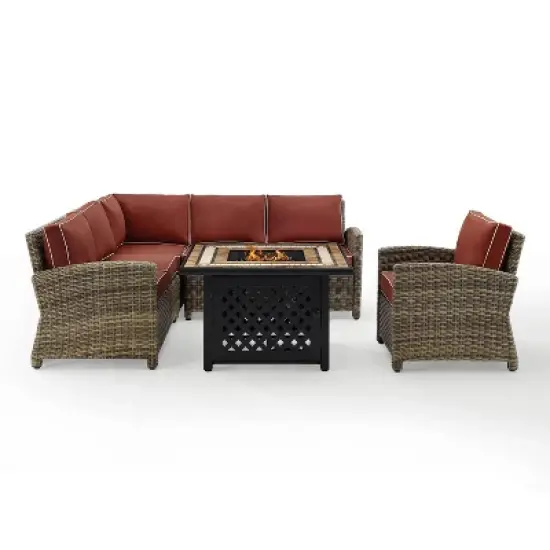 Bradenton 5pc Outdoor Wicker Seating with Fire Table - Crosley
 image {12}