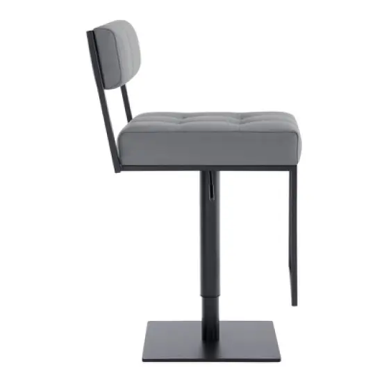 Michele Adjustable Faux Leather Metal Barstool Gray/Black - Armen Living image {1}
