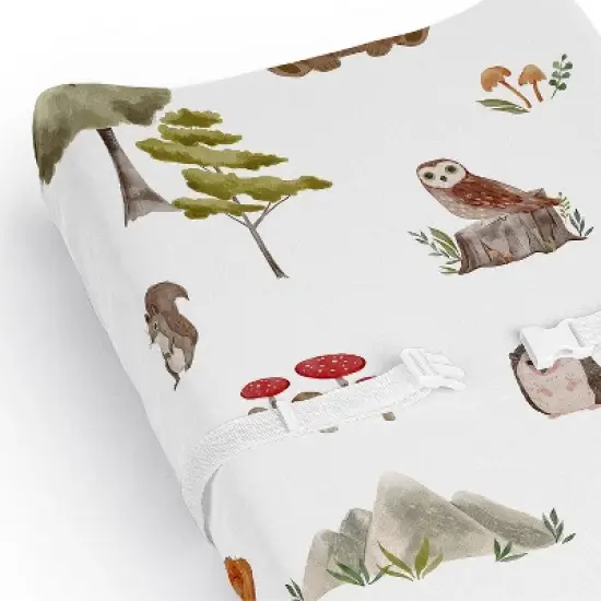 Sweet Jojo Designs Boy Girl Gender Neutral Unisex Changing Pad Sheet Watercolor Woodland Forest Animals Orange Green and Brown image {3}
