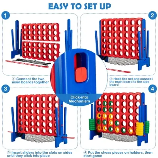 Costway 4-to-Score Giant Game Set 4-in-a-Row Connect Game W/Net Storage for Kids & Adult image {7}