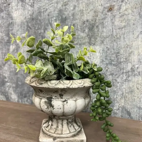 Slickblue Cement Planter Urn, Classical Design, Decorative Flower Pot, Indoor Desk or Table Accent, 5.9"x4.7" image {3}