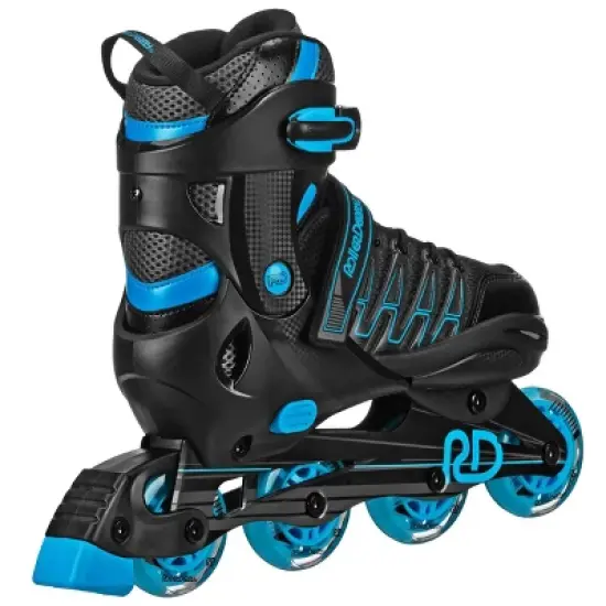 Roller Derby Custom Adult In-Fit Skates - Blue/Black 9-12: Adjustable, Padded Boot Shaft image {1}