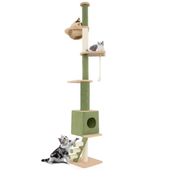 Tangkula Floor to Ceiling Cat Tree w/ 86"-99.5" Adjustable Height Space Capsule Condo image {10}