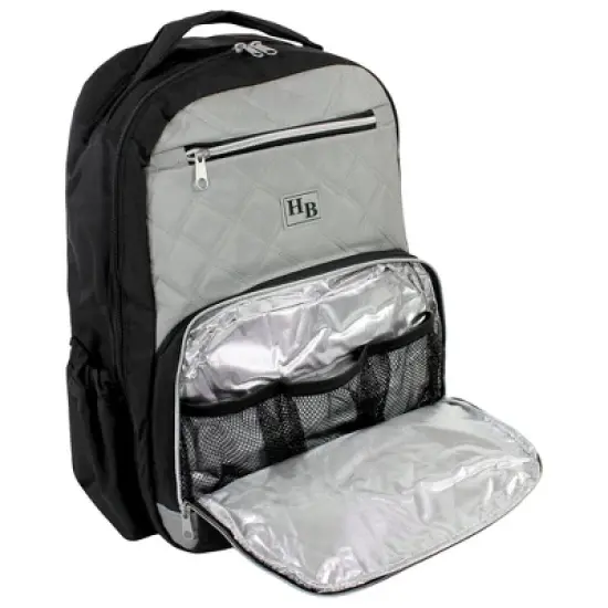 Hudson Baby Premium Diaper Bag Backpack and Changing Pad, Black Gray, One Size image {2}