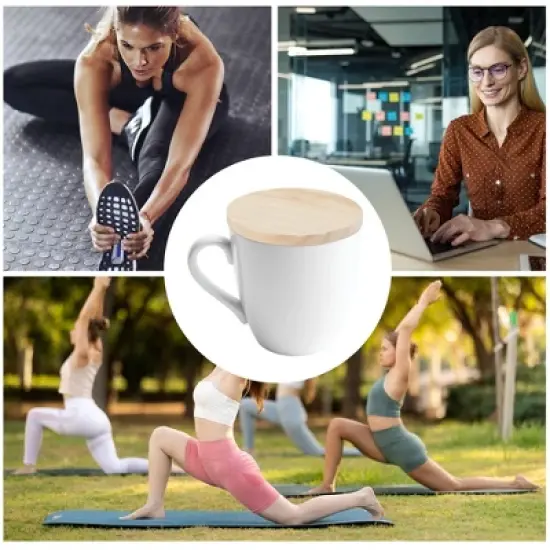 Unique Bargains Lightweight Hole-Free Cup Cover Wood Tone 1Pc image {4}