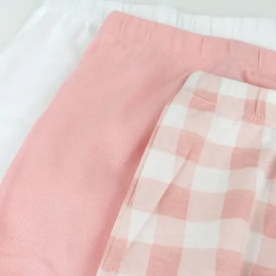 Honest Baby 3pks Buffalo Check Footed Harem Pants - Peach Orange image {1}