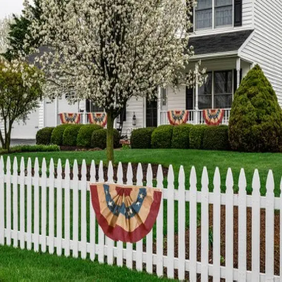 Briarwood Lane Burlap Patriotic Embroidered Bunting USA 72" x 36" Pleated Banner with Brass Grommets image {2}