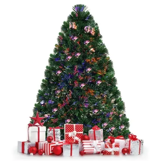 Costway Pre-Lit Fiber Optic Artificial PVC Christmas Tree Tabletop 3Ft image {7}