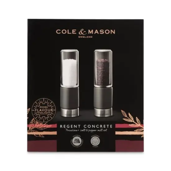 Cole & Mason 7.09" 2pc Acrylic/Steel/Cement Regent Gift Set Gray/Clear/Silver: Modern Salt & Pepper Mills, 2-Year Warranty image {14}
