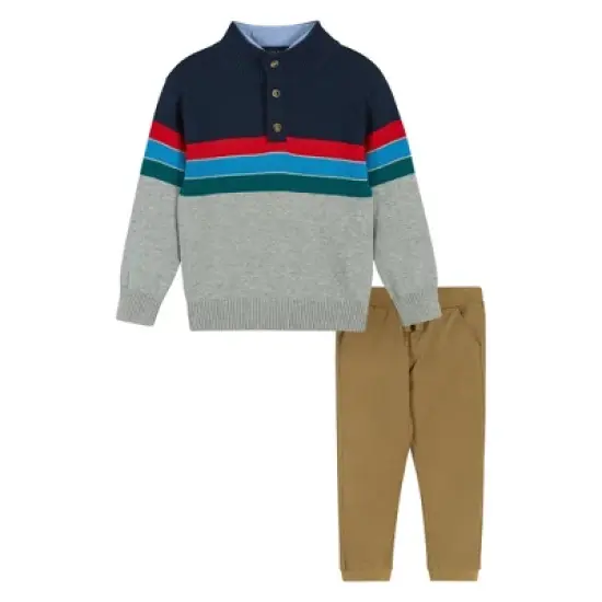 Andy & Evan  Infant  Boys Colorblocked 1/4 Neck Sweater Set image {5}
