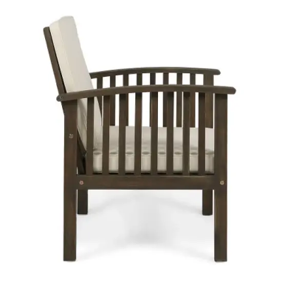 FIONECA Patio Acacia Wood Outdoor Furniture Set &uml;C 2 Club Chairs with Cream Cushions & Foldable End Table, Garden Patio Deck (Grey Finish) image {11}