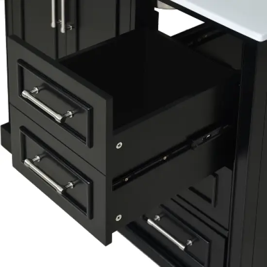 YOOCOZZ Traditional Solid Wood Bathroom Vanity & Cabinet with Ceramic Basin image {10}