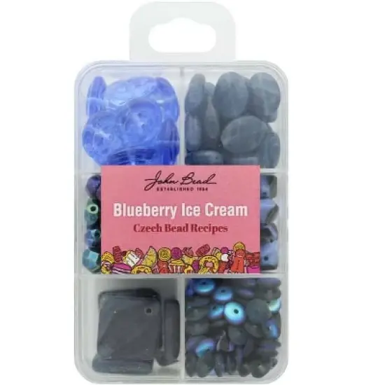 John Bead Recipe Box Mixed Glass Beads Blueberry Ice Cream, 110g image {2}