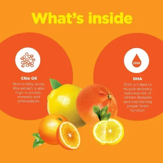 DHA Omega 3 Gummies for Adults, Chia Seed & Omega 3 6 9 Supplement for Inflammation, Energy, Insulin & Immune Support, Lemon & Orange, Phytoral, 60ct image {3}