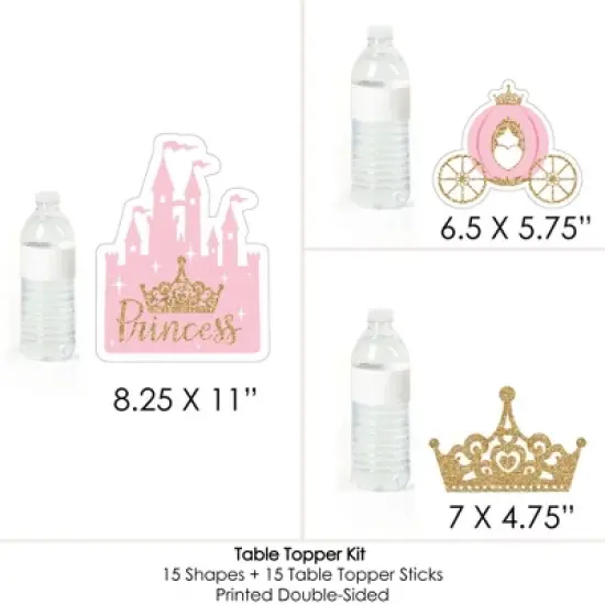 Big Dot of Happiness Little Princess Crown - Pink and Gold Princess Baby Shower or Birthday Party Centerpiece Sticks - Table Toppers - Set of 15 image {6}
