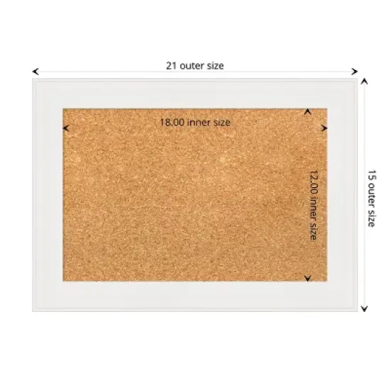 Amanti Art Vanity White Narrow Framed Corkboard, Natural Cork image {3}