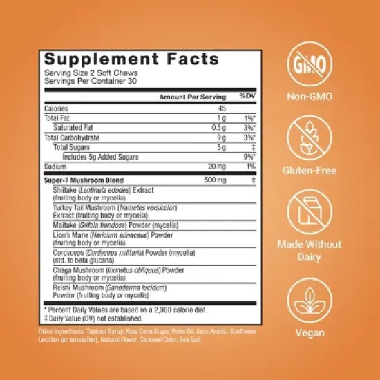 Force Factor Modern Mushrooms Vegan Soft Chews - Cinnamon Roll - 60ct image {6}