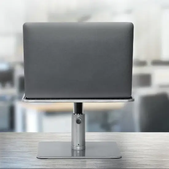 Mount-It! Adjustable Height Laptop Stand for MacBook Pro | Wide Platform Laptop & Monitor Desk Riser | For 11-15 in. Laptops | 24-32 in. Monitor Riser image {6}