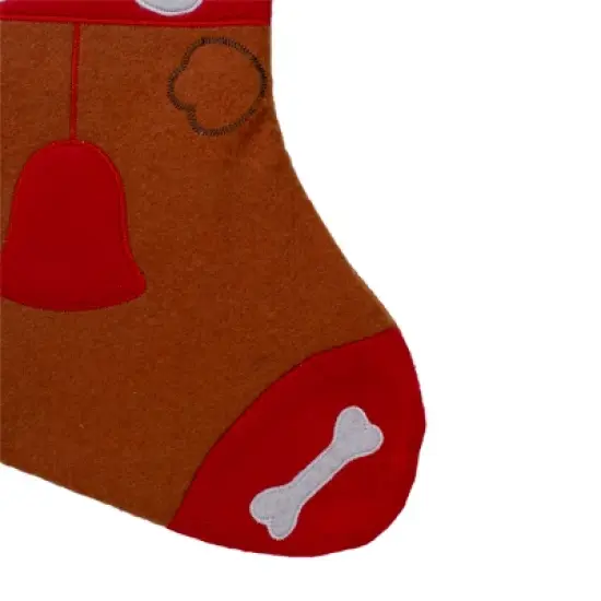 Northlight 17" Red and Brown "DOG" Embroidered Christmas Stocking with Cuff image {3}