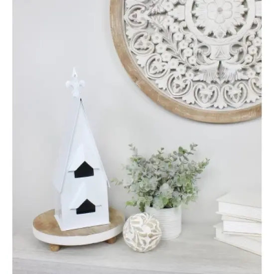 AuldHome Design White Enamel Coated Decorative Birdhouse; Farmhouse Birdhouse for Indoors or Outdoors image {4}