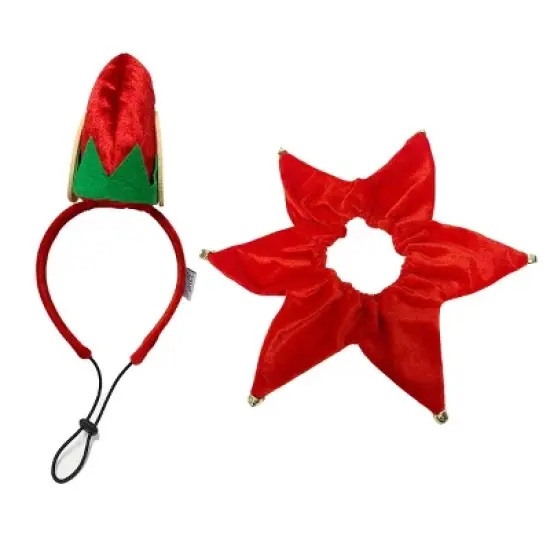 Midlee Elf Dog Hat with Bell Neck Band Dog Costume image {3}