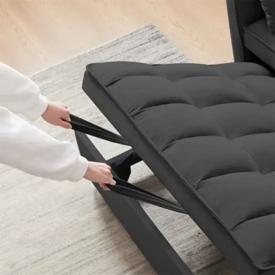 XINGHANZHENXUAN 3-in-1 Velvet Convertible Loveseatm, Sleeper Sofa Bed with Adjustable Backrest & Storage image {9}