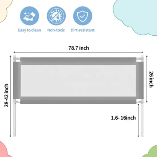 Dexmalle Bed Rails for Toddlers and Baby( 78.7", 2 Side) image {10}