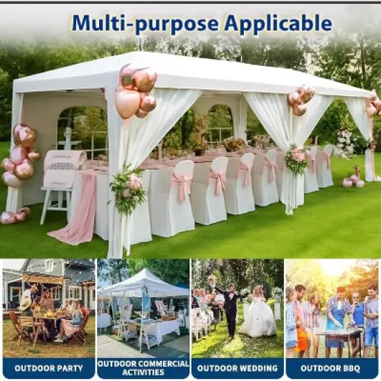10x20 FT Heavy Duty Canopy Tent with 6 Removable Sidewalls, Thickened Legs, 420D Fabric, Roller Bag, 6 Sandbags, 18 Stakes image {1}