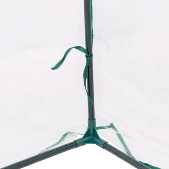 Sunnydaze Outdoor Portable Slanted Top Plant Shelter Mini Cloche Greenhouse with Zipper Doors - Clear image {4}