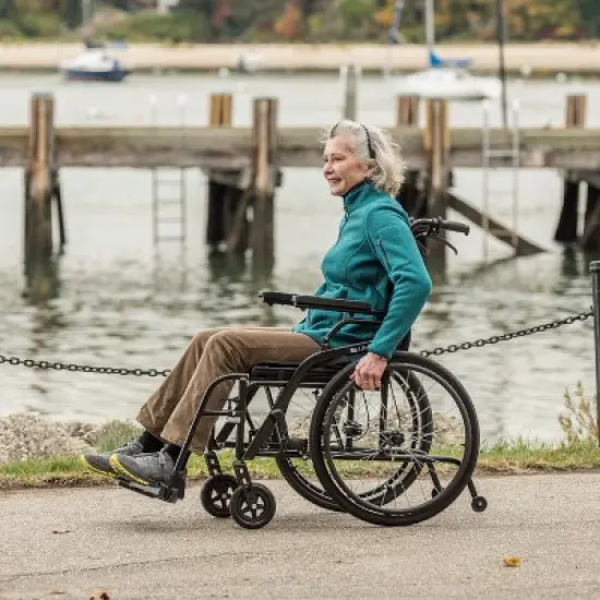 Journey Health and Lifestyle So Lite Folding Wheelchair, Lightweight with Padded Seat, Dual Hand Brakes, and Durable Tires image {2}