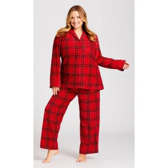 Women's Plus Size Fleece Check Pant - red | AVENUE image {6}