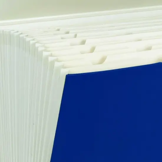 Smead Portable Expanding File Box, 19 Pockets, Alphabetic (A-Z) and Subject Labels, Legal Size, Blue (70806) image {1}