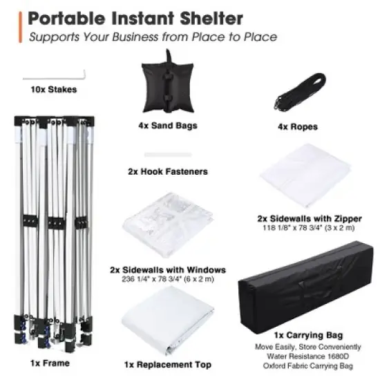 Yescom InstaHibit 10x20ft Canopy Wedding Party Tent Pop Up White image {4}