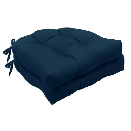 Habitat Tufted Ultra Soft Comfortable Chair Pad Pack of 2 Each 15" X 15" Navy image {6}