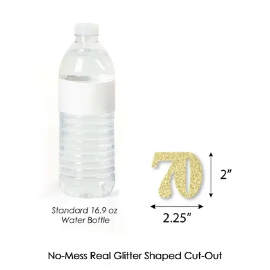 Big Dot of Happiness Gold Glitter 70 - No-Mess Real Gold Glitter Cut-Out Numbers - 70th Birthday Party Confetti - Set of 24 image {2}