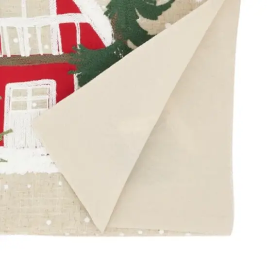 Saro Lifestyle Cozy Christmas Cottage Table Runner, 16"x70", Beige image {1}