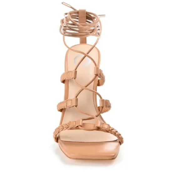 Journee Collection Womens Jamila Tru Comfort Foam Open Toe High Stiletto Pumps Mocha 11 image {5}