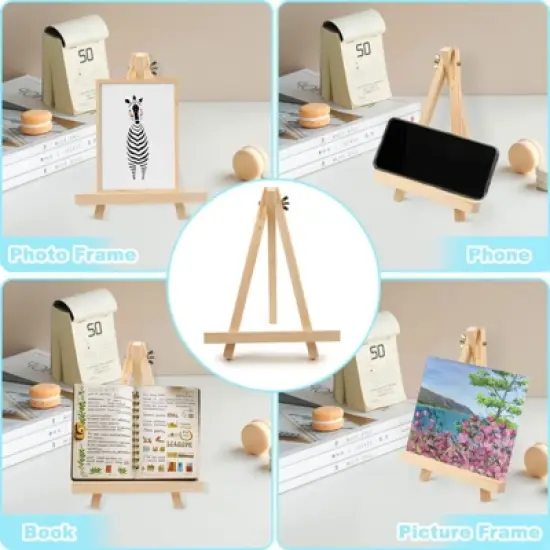 Aoibox Wood Tabletop Easels 9 Inch Tripod Set for Kids Students Painting Party Portable Canvas Photo Display Holder 4 Pack image {4}