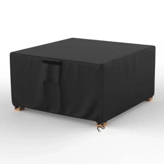 Akefit Heavy Duty Waterproof Black Square Fire Pit Cover with Ventilation Window and Adjustable Drawstring image {10}