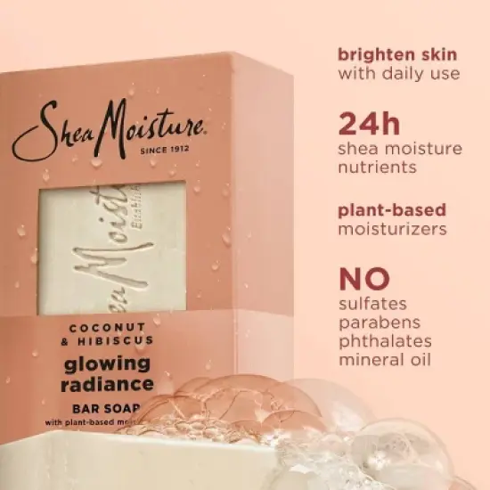 SheaMoisture Glowing Radiance Bar Soap with Plant-Based Moisturizers - Coconut & Hibiscus - 8oz image {3}