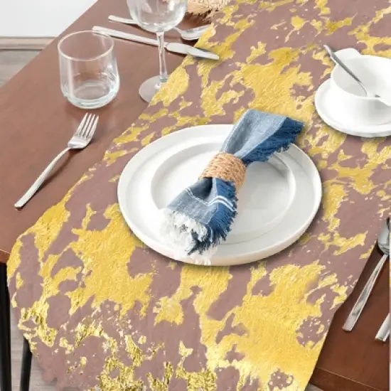 Unique Bargains Table Runner 108.27"L x 11.02"W Gold Tone 1 Pc image {5}