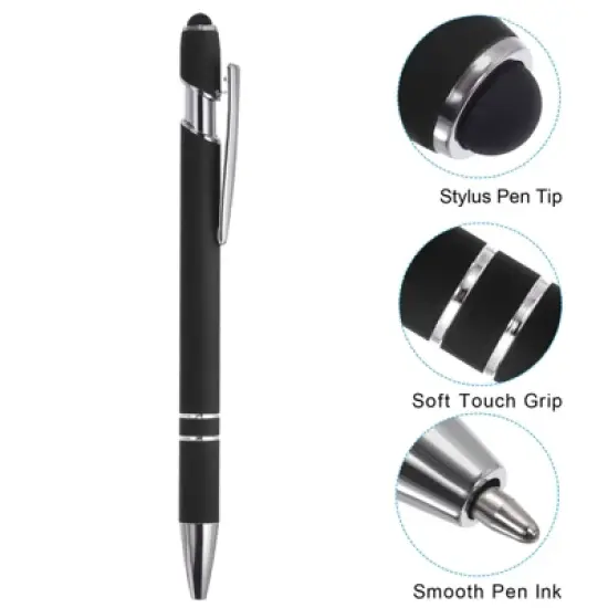 Unique Bargains Metal Black Ink Medium Point 2 in 1 Ballpoint Pen with Screen Touching Tip Style 1 12 Pcs image {3}