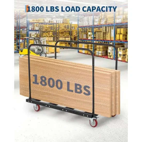 Trolley - Heavy Duty 1800 Lbs Load Capacity, Steel Construction, Anti-Rust, Tilted Design, Rounded Edge, 5-Inch Silent PU Lockable Wheels image {7}